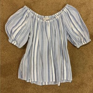 LOFT Navy and White Striped Skirt